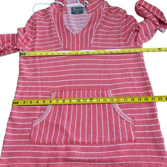 Natural Reflections Womens Size L Orange Striped Hibiscus Pulliver Hoodie - Picture 9 of 11